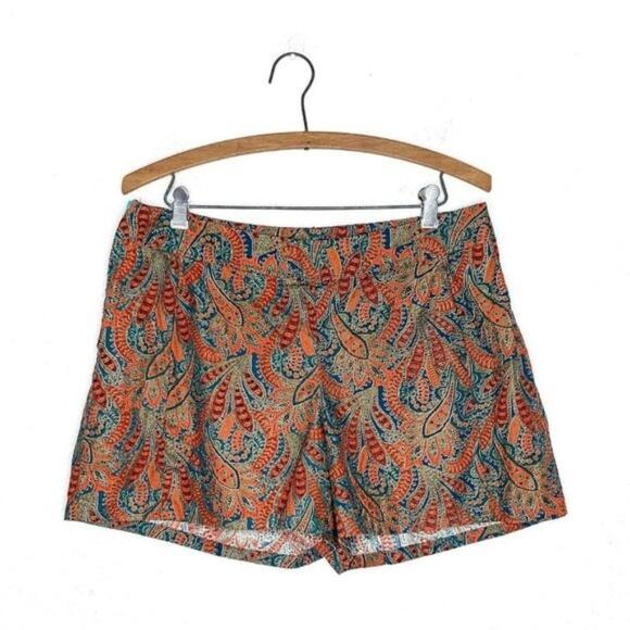 Hand Crafted Boho Paisley Print High Waist 4" Hot Shorts size 31 - Picture 1 of 5